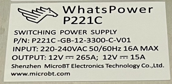 Fonte de alimentação Whatspower P221C PSU para Whatsminer M30s M31s M32
